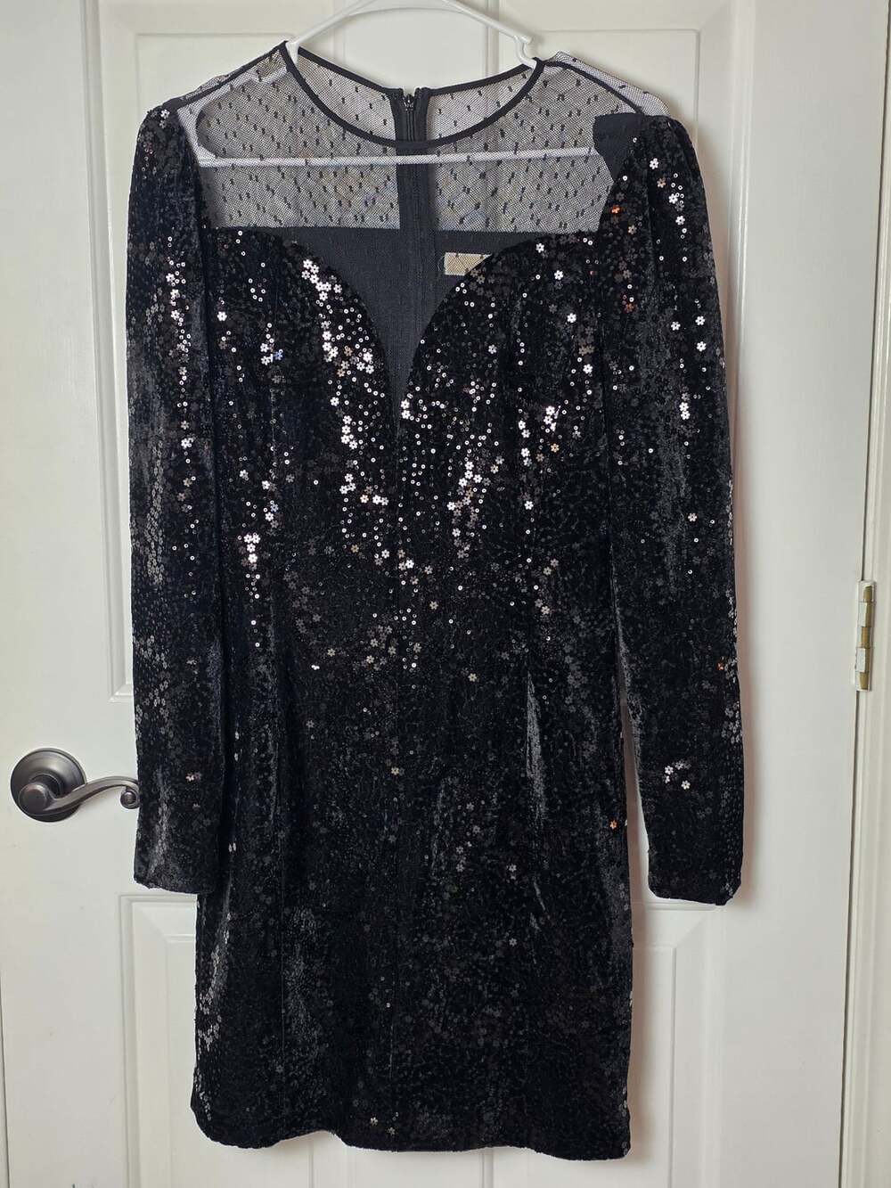 Michael Kors Sequin Velvet Mini Dress Size 6 Black